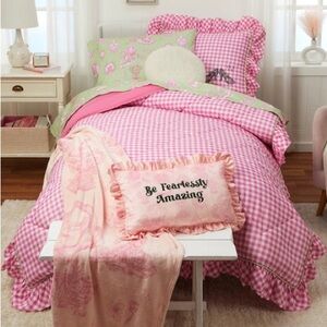 Wicked Full Queen Pink Gingham Comforter Green Sheet Character Print Bedding Set